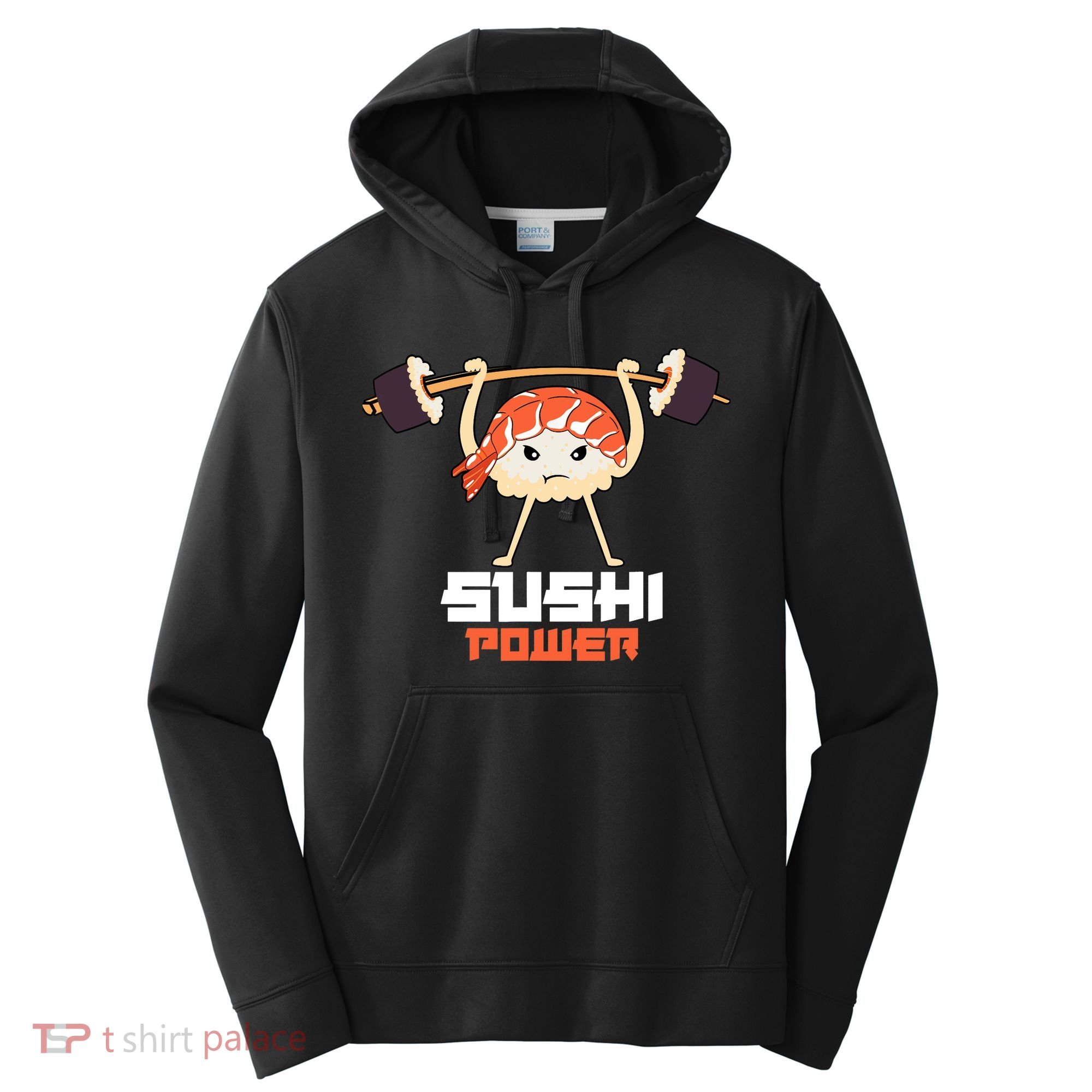 Sushi Power Funny Gym Vegetarian Muscle Powerlifting Performance Fleece Hoodie