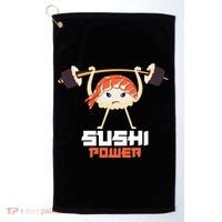 Sushi Power Funny Gym Vegetarian Muscle Powerlifting Golf Towel thumb 0