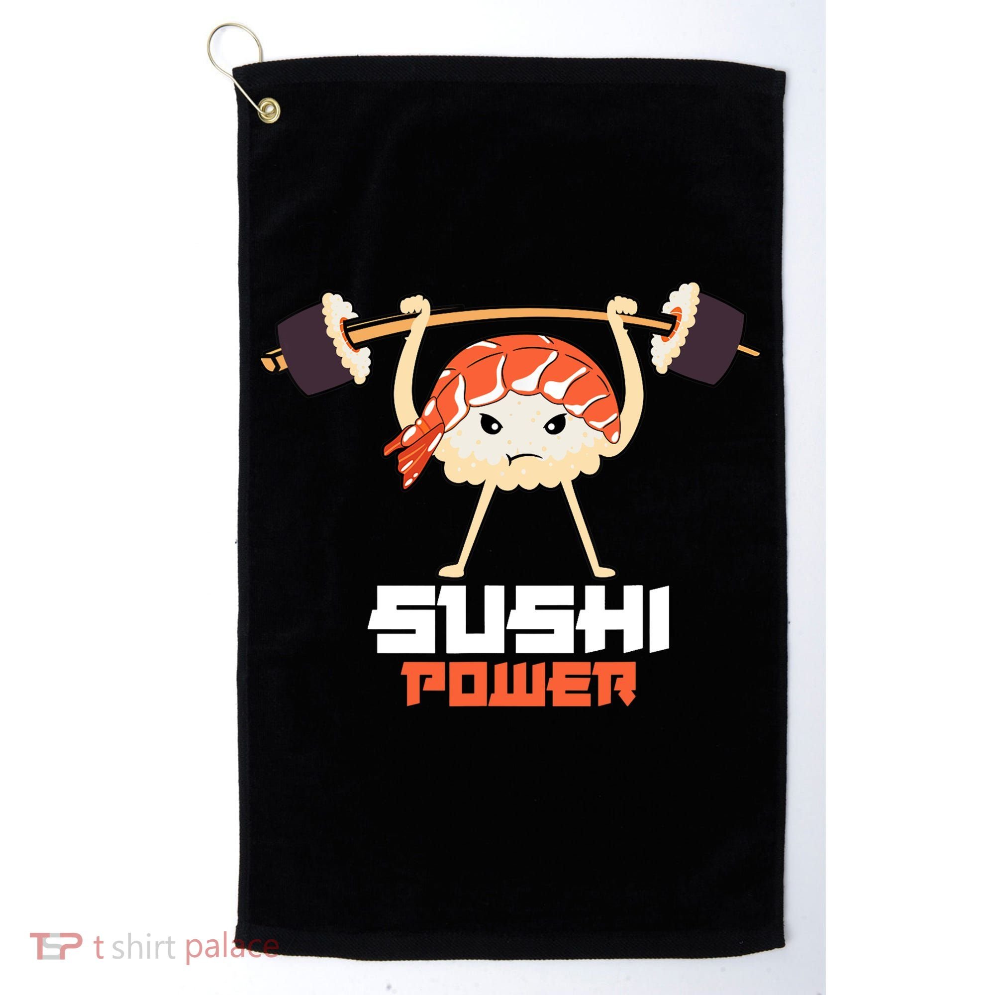 Sushi Power Funny Gym Vegetarian Muscle Powerlifting Golf Towel
