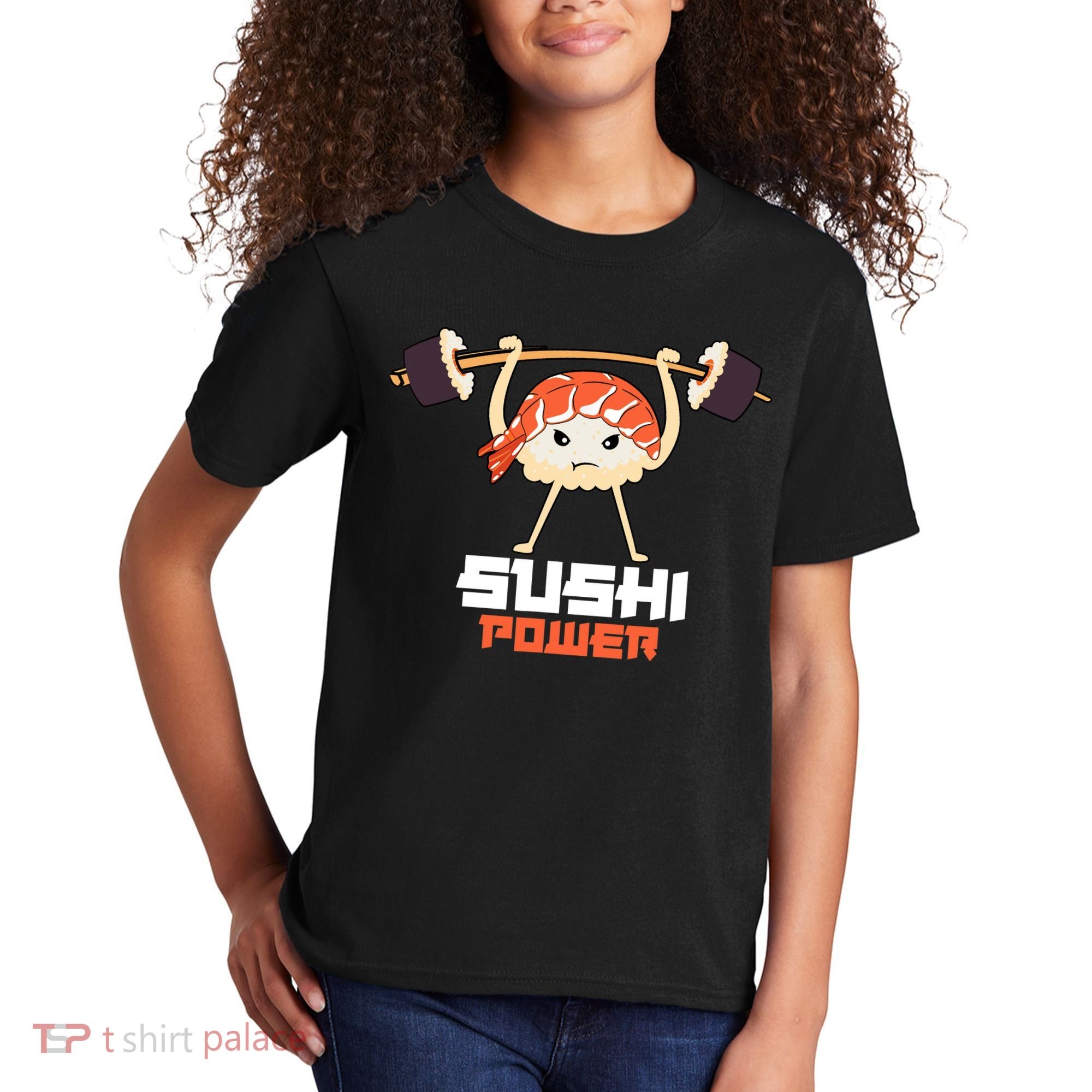 Sushi Power Funny Gym Vegetarian Muscle Powerlifting Kids T-Shirt