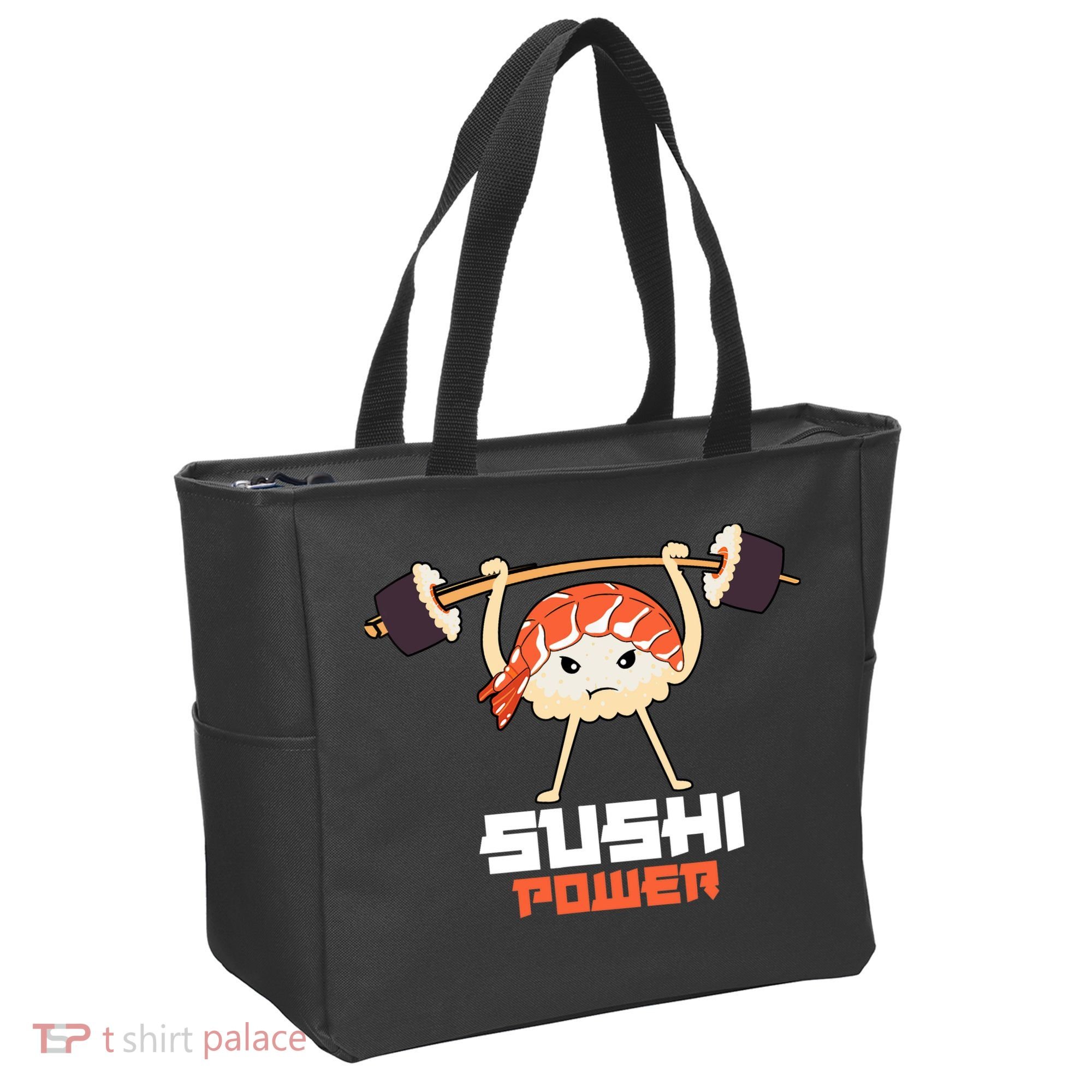 Sushi Power Funny Gym Vegetarian Muscle Powerlifting Tote Bag