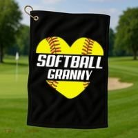 Softball Player Family Funny Gift Softball Granny Heart Gift Golf Towel thumb 1