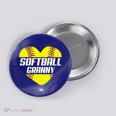 Softball Player Family Funny Gift Softball Granny Heart Gift Button