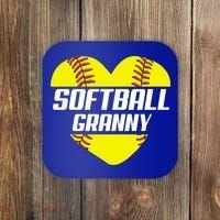 Softball Player Family Funny Gift Softball Granny Heart Gift Coaster thumb 0