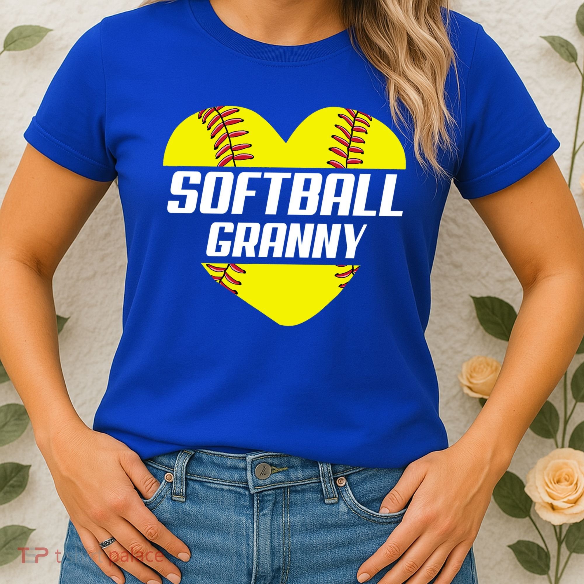 Softball Player Family Funny Gift Softball Granny Heart Gift Women's T-Shirt