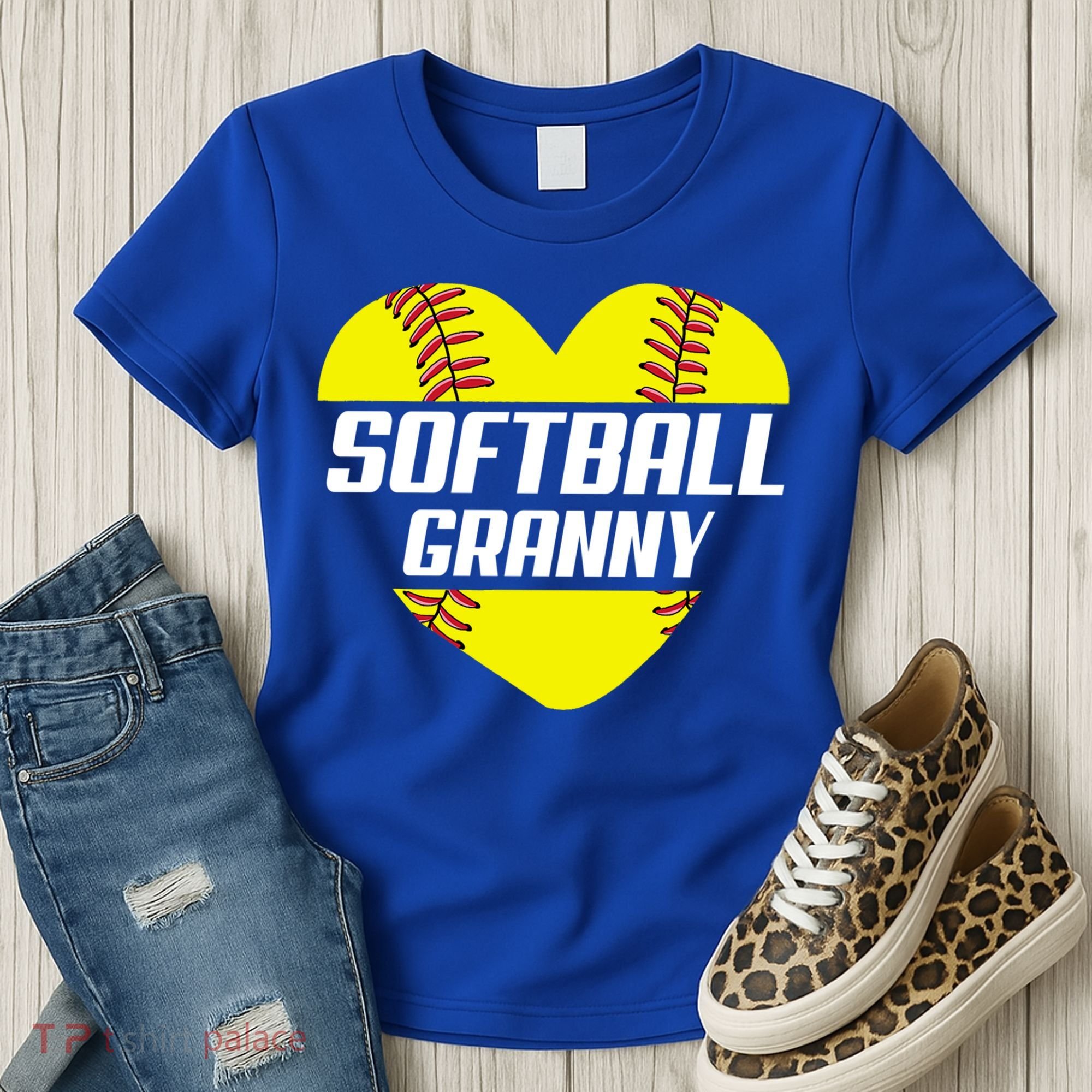 Softball Player Family Funny Gift Softball Granny Heart Gift Women's T-Shirt