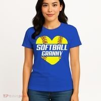 Softball Player Family Funny Gift Softball Granny Heart Gift Women's T-Shirt thumb 4