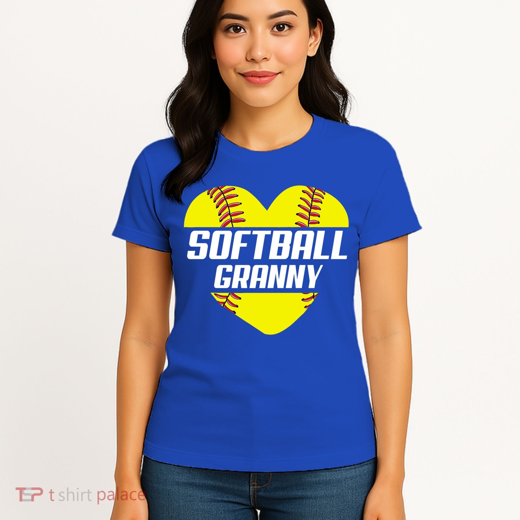 Softball Player Family Funny Gift Softball Granny Heart Gift Women's T-Shirt