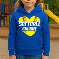 Softball Player Family Funny Gift Softball Granny Heart Gift Kids Hoodie thumb 3
