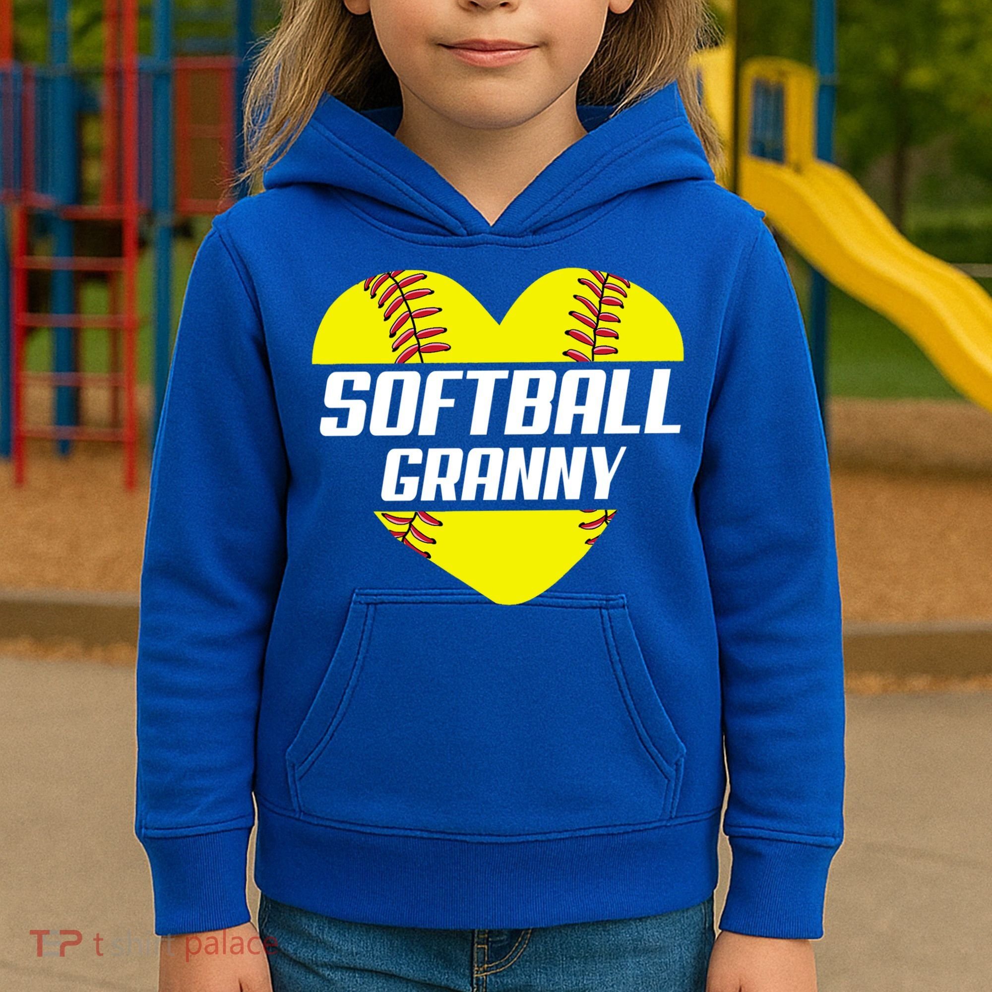 Softball Player Family Funny Gift Softball Granny Heart Gift Kids Hoodie