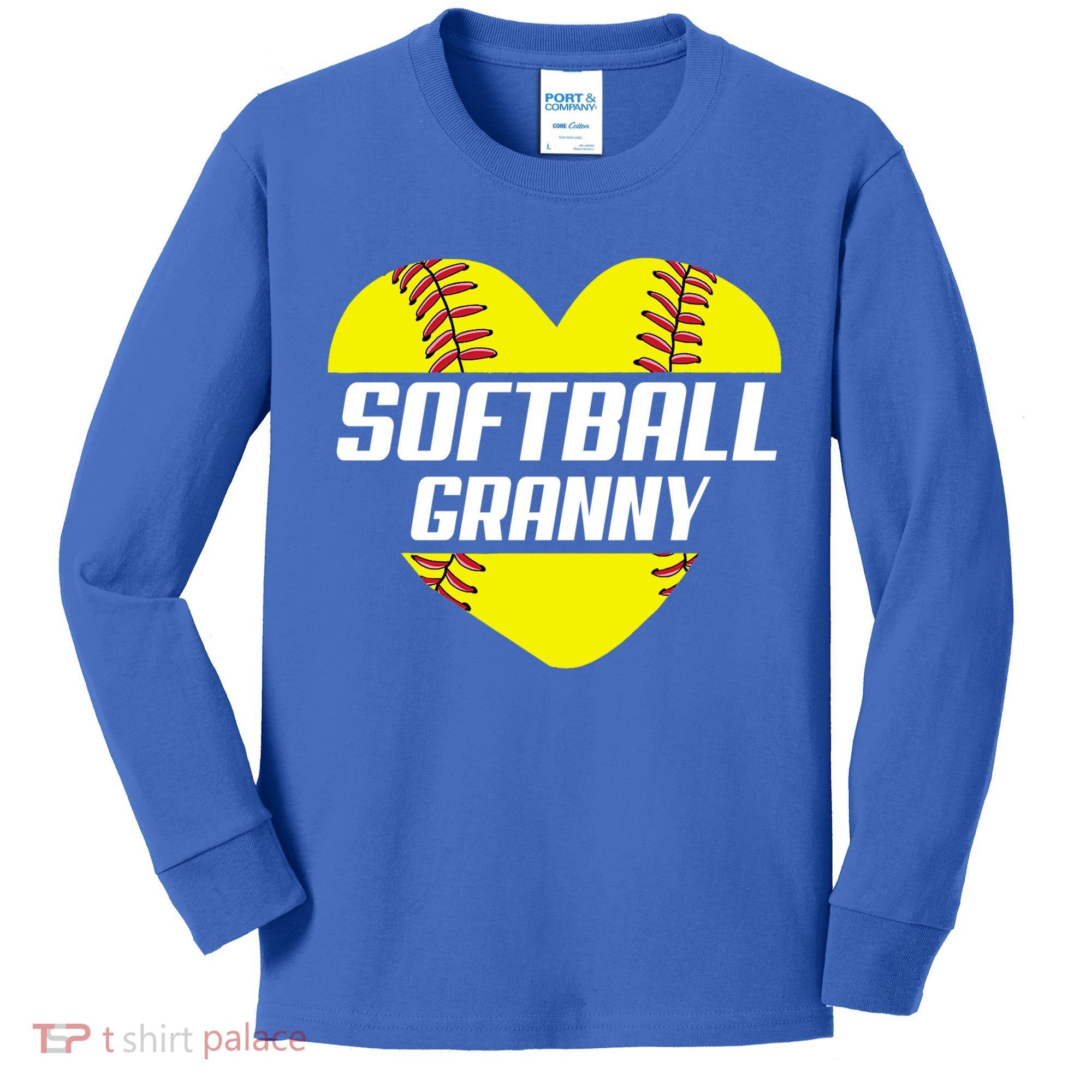 Softball Player Family Funny Gift Softball Granny Heart Gift Kids Long Sleeve Shirt