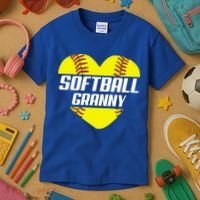 Softball Player Family Funny Gift Softball Granny Heart Gift Kids T-Shirt thumb 3
