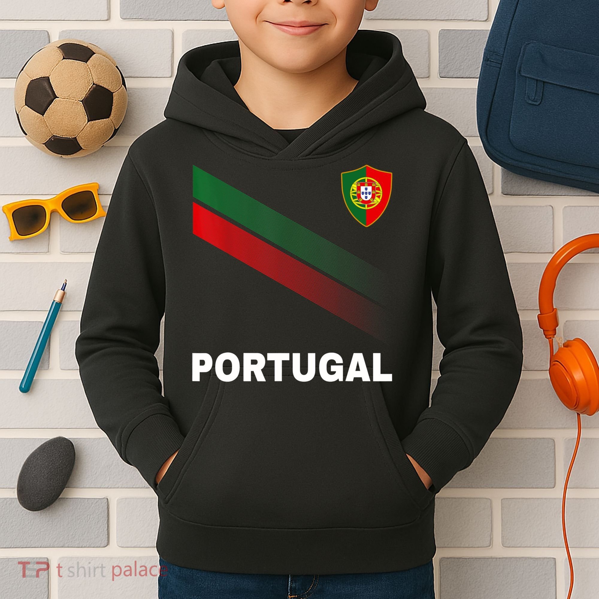 Soccer Portugal Flag For Soccer Lover Kids Hoodie