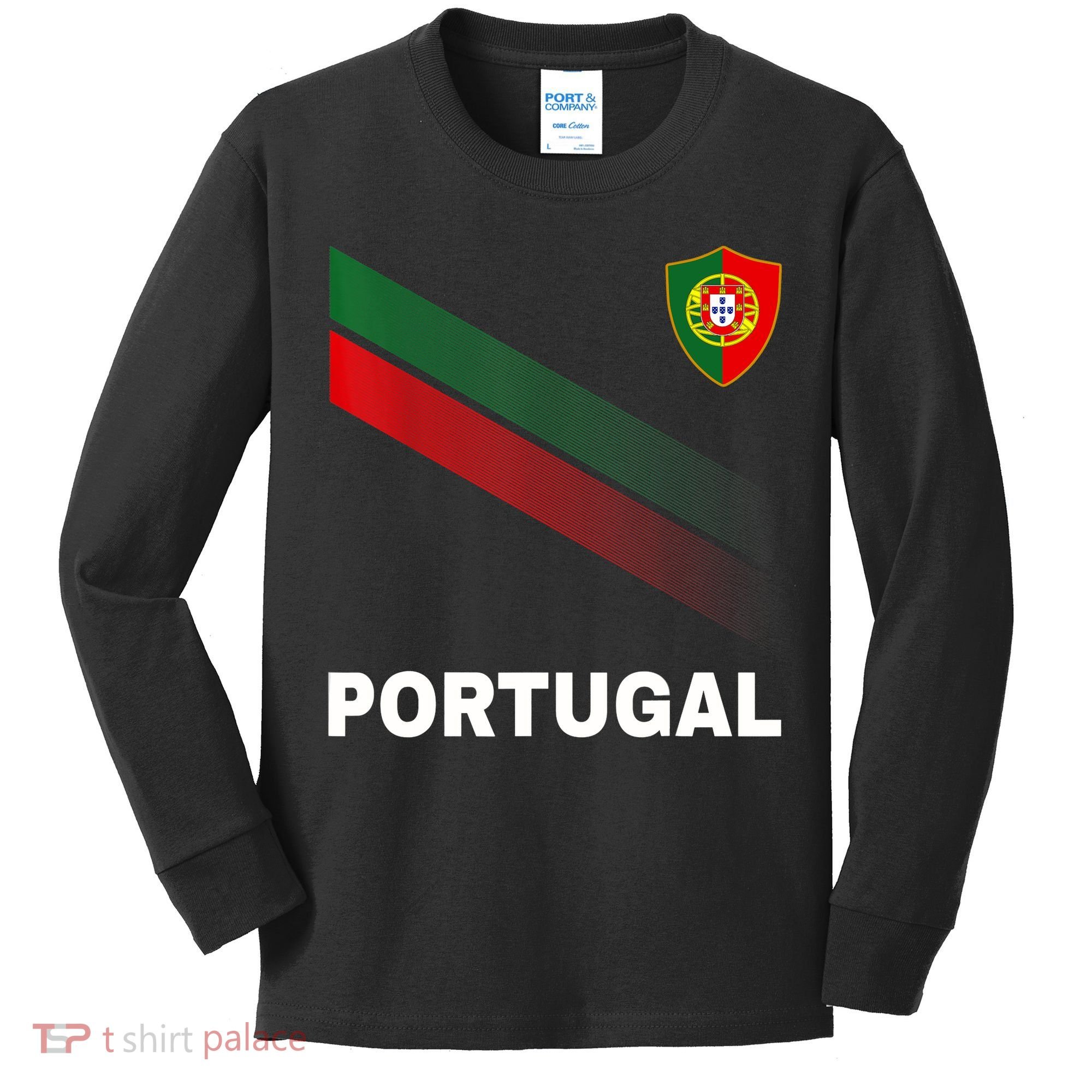Soccer Portugal Flag For Soccer Lover Kids Long Sleeve Shirt
