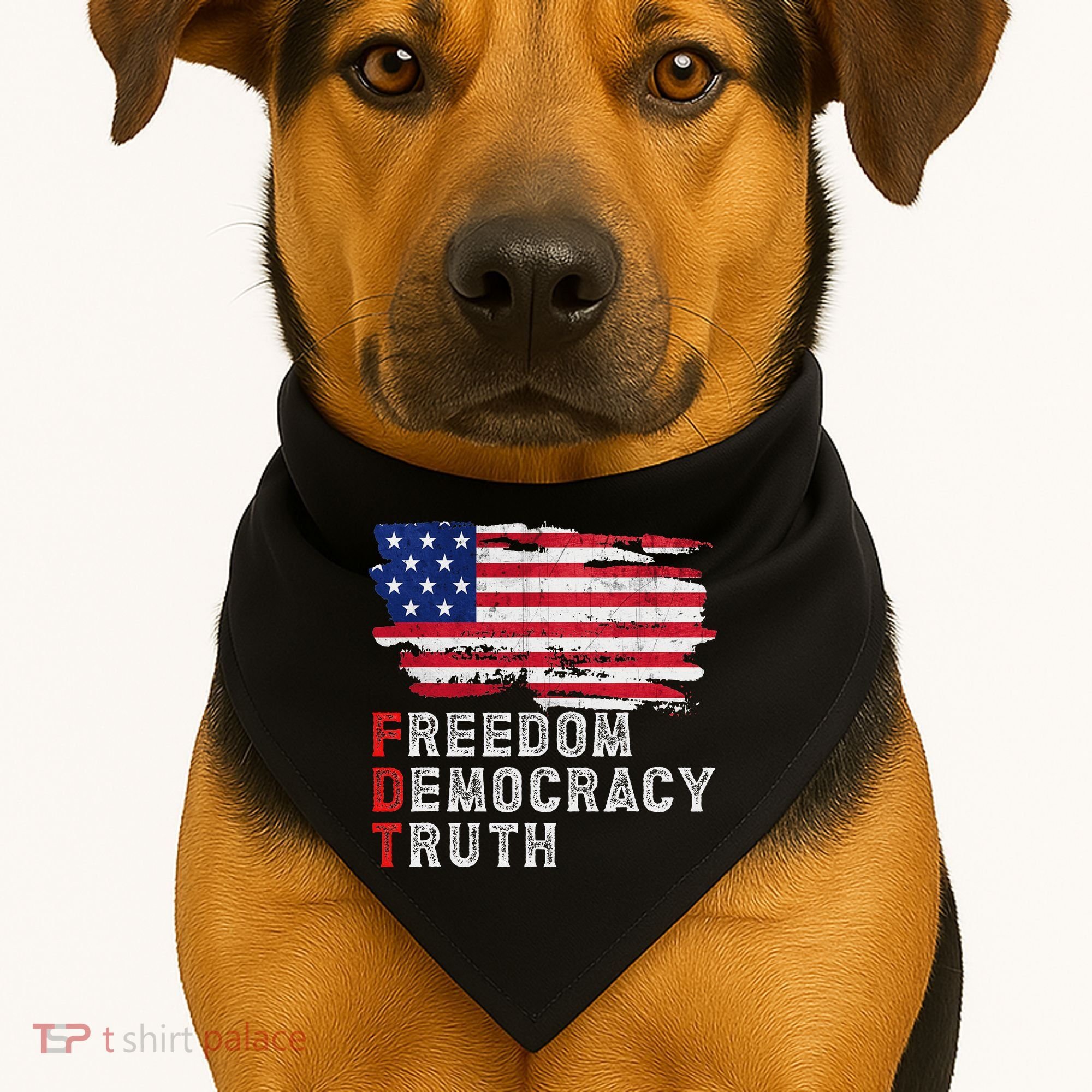 Subtle Political Freedom Democracy & Truth American Patriot USA-Made Doggie Bandana