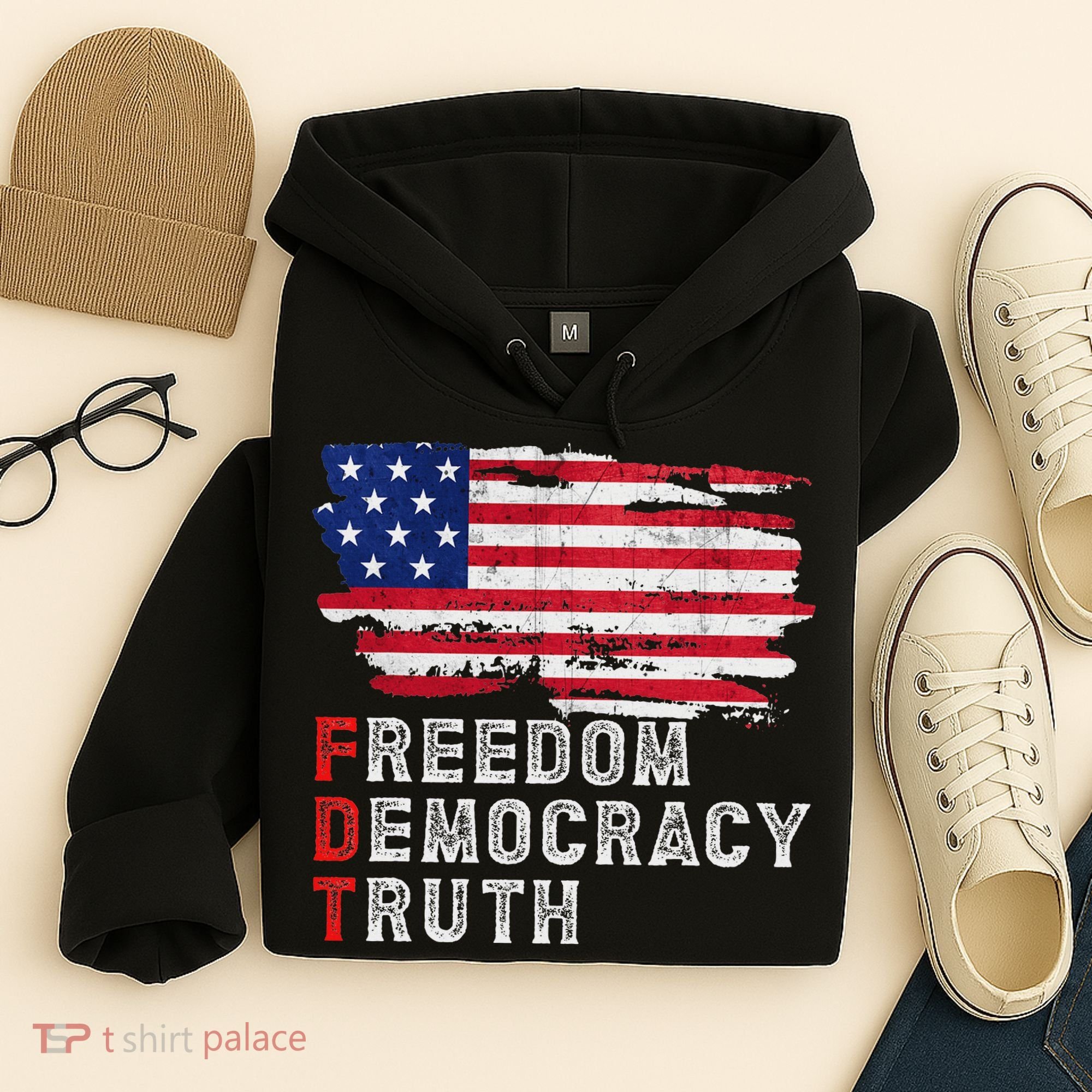 Subtle Political Freedom Democracy & Truth American Patriot Hoodie