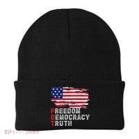 Subtle Political Freedom Democracy & Truth American Patriot Beanie thumb 0
