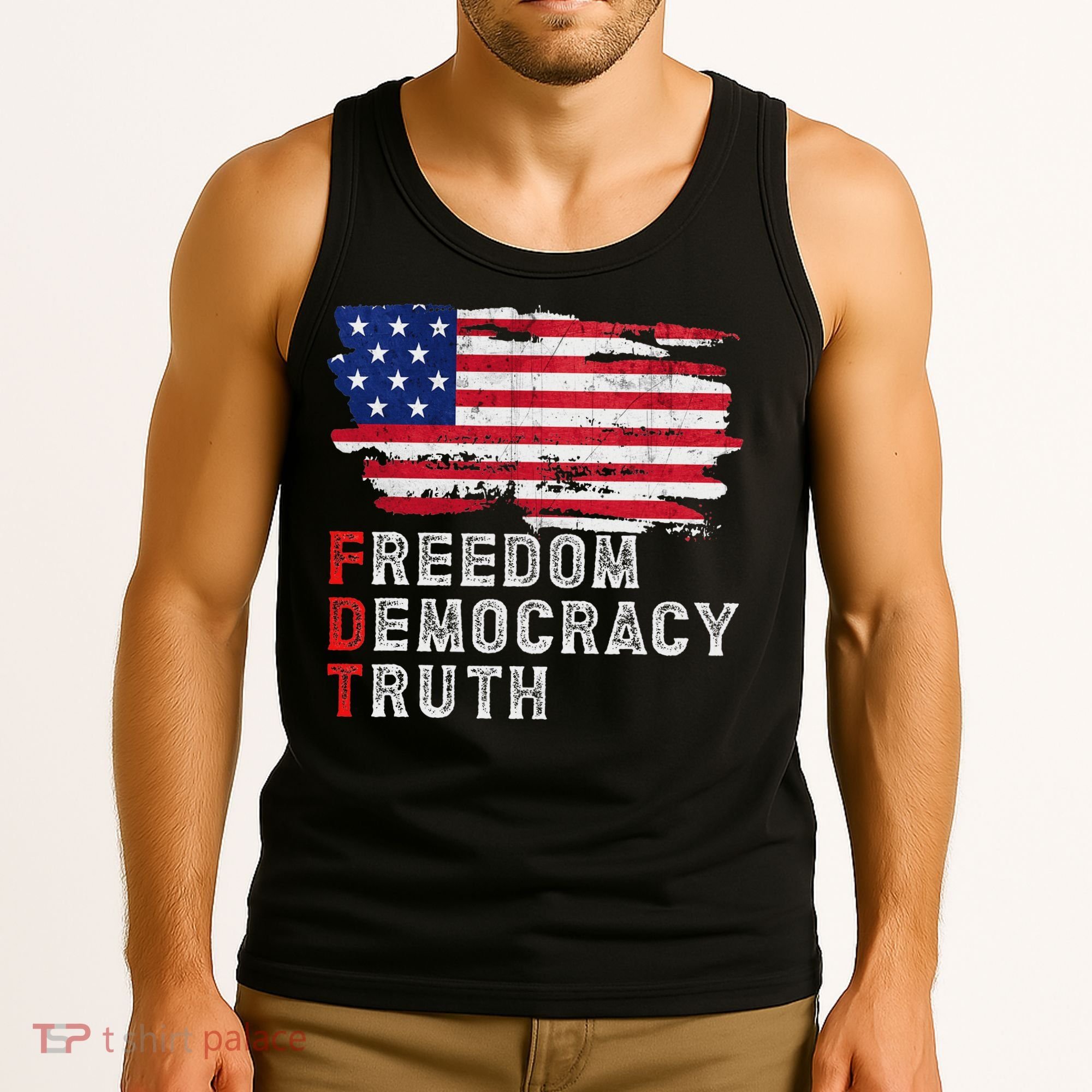 Subtle Political Freedom Democracy & Truth American Patriot Tank Top