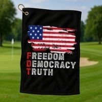 Subtle Political Freedom Democracy & Truth American Patriot Golf Towel thumb 1