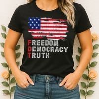 Subtle Political Freedom Democracy & Truth American Patriot Women's T-Shirt thumb 2