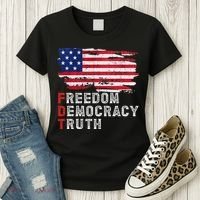 Subtle Political Freedom Democracy & Truth American Patriot Women's T-Shirt thumb 3