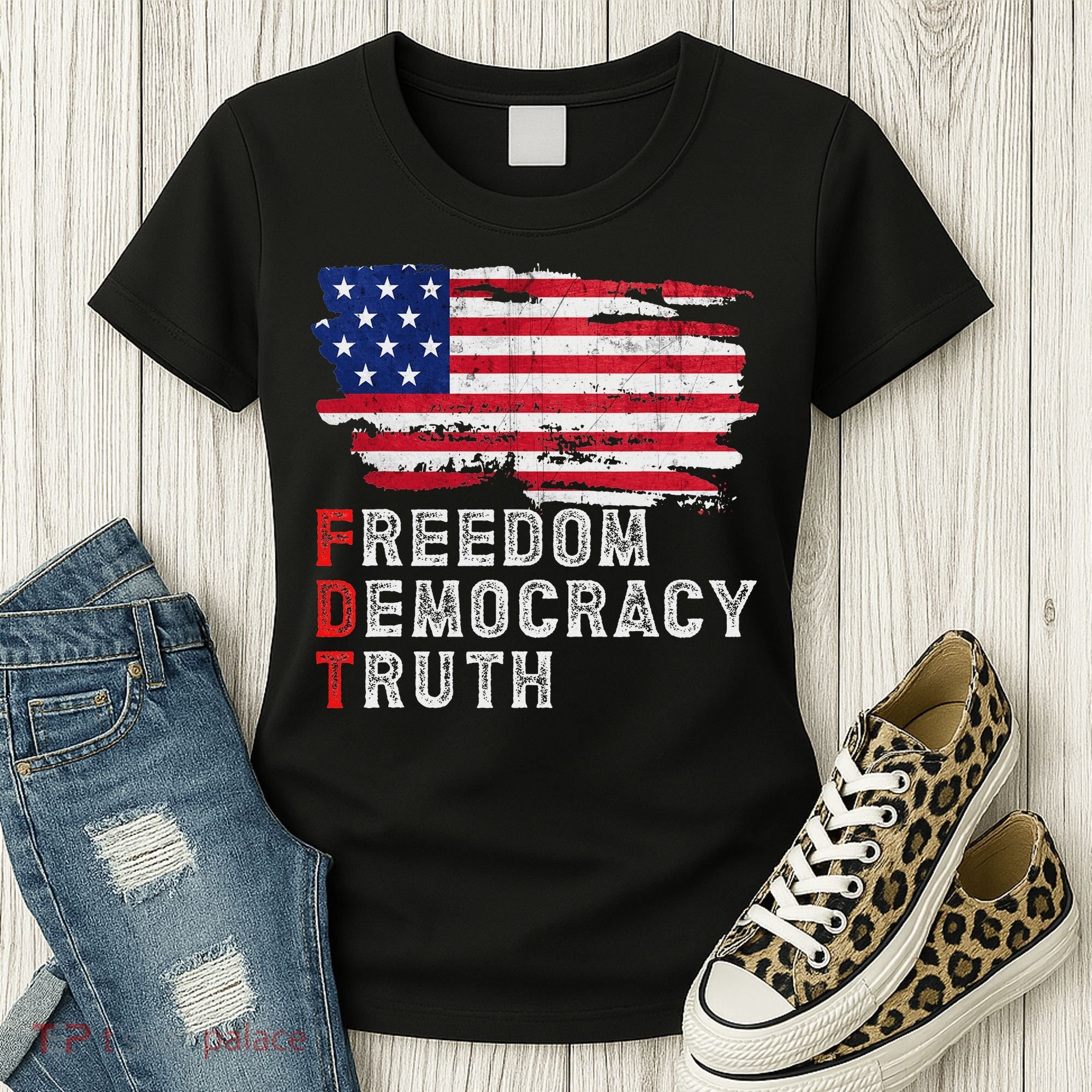 Subtle Political Freedom Democracy & Truth American Patriot Women's T-Shirt
