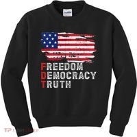 Subtle Political Freedom Democracy & Truth American Patriot Kids Sweatshirt thumb 0