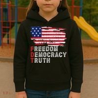 Subtle Political Freedom Democracy & Truth American Patriot Kids Hoodie thumb 3
