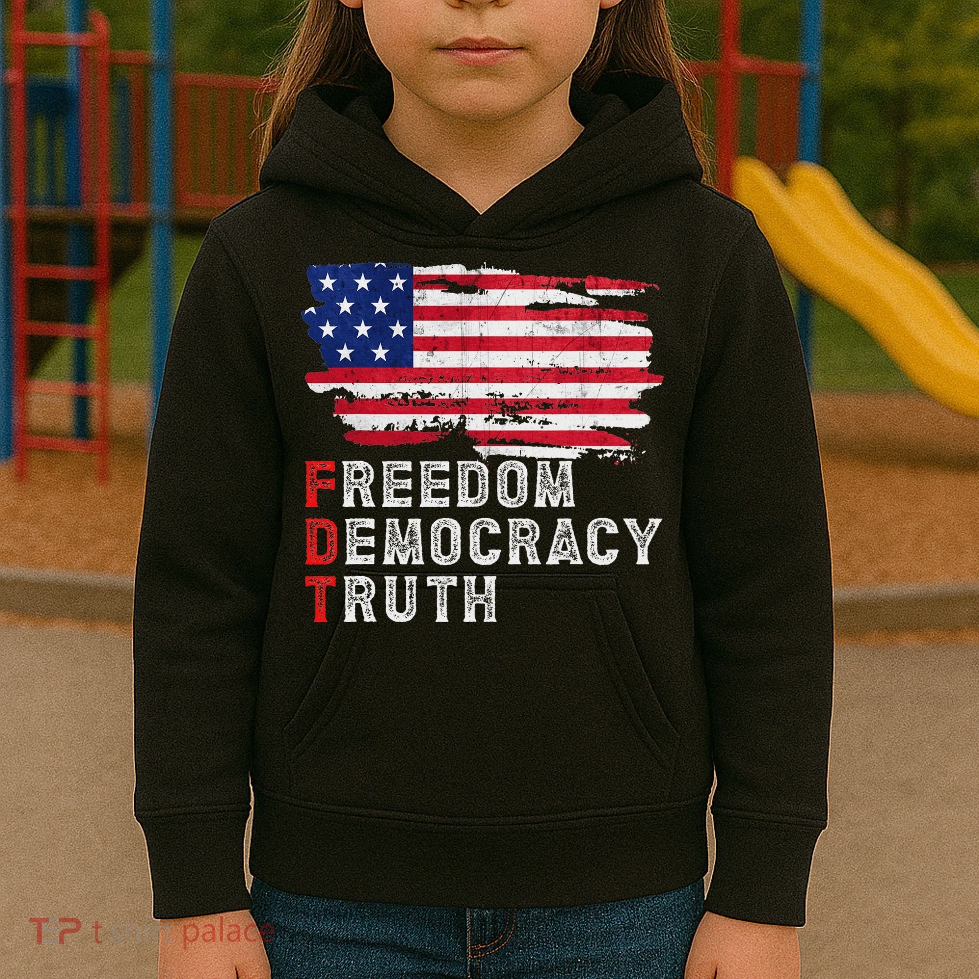 Subtle Political Freedom Democracy & Truth American Patriot Kids Hoodie
