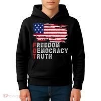 Subtle Political Freedom Democracy & Truth American Patriot Kids Hoodie thumb 4