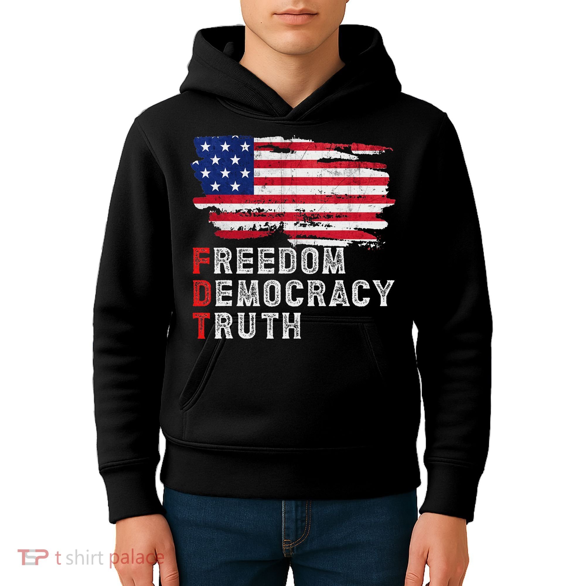 Subtle Political Freedom Democracy & Truth American Patriot Kids Hoodie