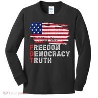 Subtle Political Freedom Democracy & Truth American Patriot Kids Long Sleeve Shirt thumb 0