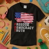 Subtle Political Freedom Democracy & Truth American Patriot Kids T-Shirt thumb 3
