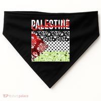 Support Palestine Flag Traditional Keffiyeh Floral Patterns USA-Made Doggie Bandana thumb 0