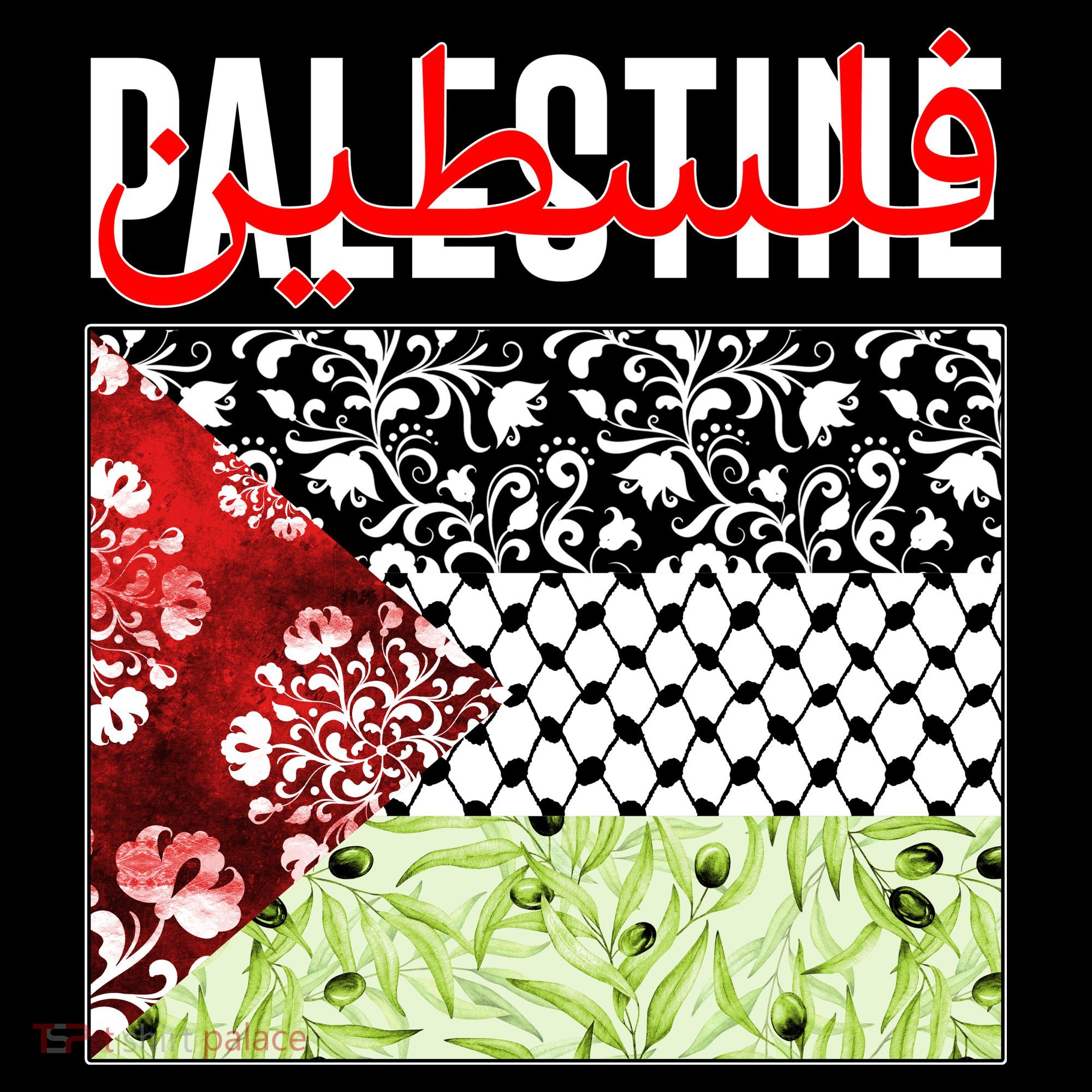 Support Palestine Flag Traditional Keffiyeh Floral Patterns Apron