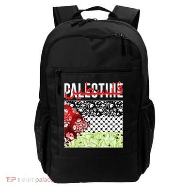Support Palestine Flag Traditional Keffiyeh Floral Patterns Backpack