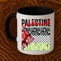 Support Palestine Flag Traditional Keffiyeh Floral Patterns Coffee Mug thumb 2