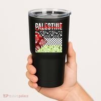 Support Palestine Flag Traditional Keffiyeh Floral Patterns Tumbler thumb 2