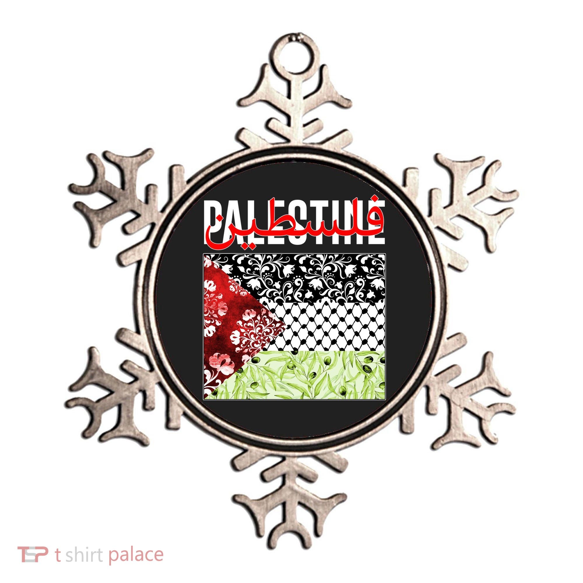 Support Palestine Flag Traditional Keffiyeh Floral Patterns Ornament