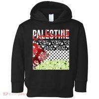 Support Palestine Flag Traditional Keffiyeh Floral Patterns Toddler Hoodie thumb 0