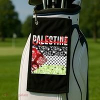 Support Palestine Flag Traditional Keffiyeh Floral Patterns Golf Towel thumb 2