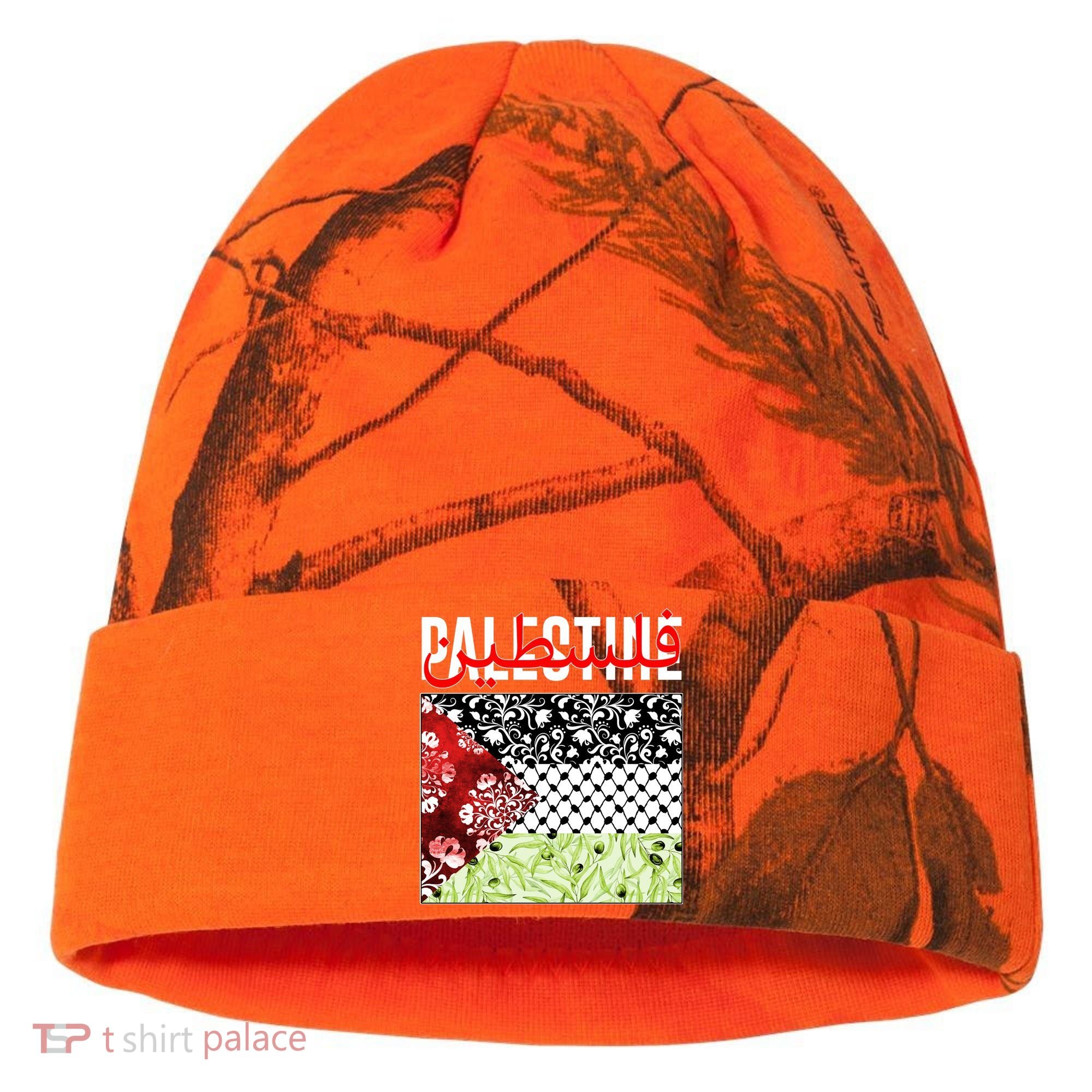 Support Palestine Flag Traditional Keffiyeh Floral Patterns Kati Licensed 12" Camo Cuffed Beanie