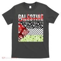 Support Palestine Flag Traditional Keffiyeh Floral Patterns T-Shirt thumb 0