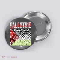 Support Palestine Flag Traditional Keffiyeh Floral Patterns Button thumb 0