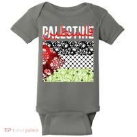 Support Palestine Flag Traditional Keffiyeh Floral Patterns Baby Bodysuit thumb 0