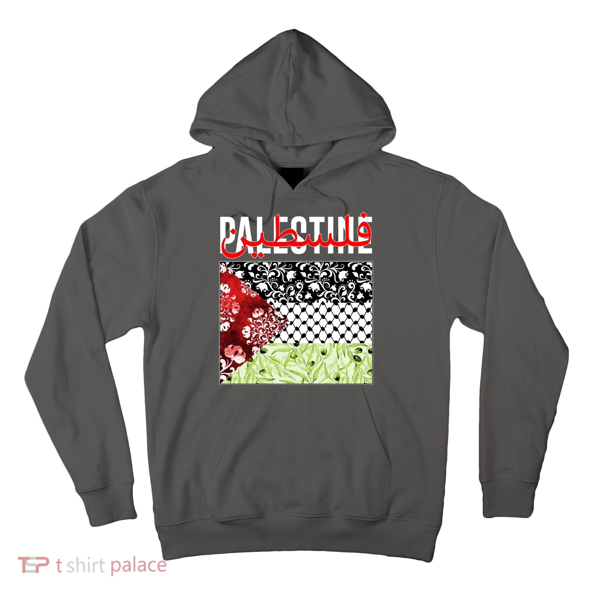 Support Palestine Flag Traditional Keffiyeh Floral Patterns Tall Hoodie
