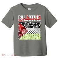 Support Palestine Flag Traditional Keffiyeh Floral Patterns Toddler T-Shirt thumb 0