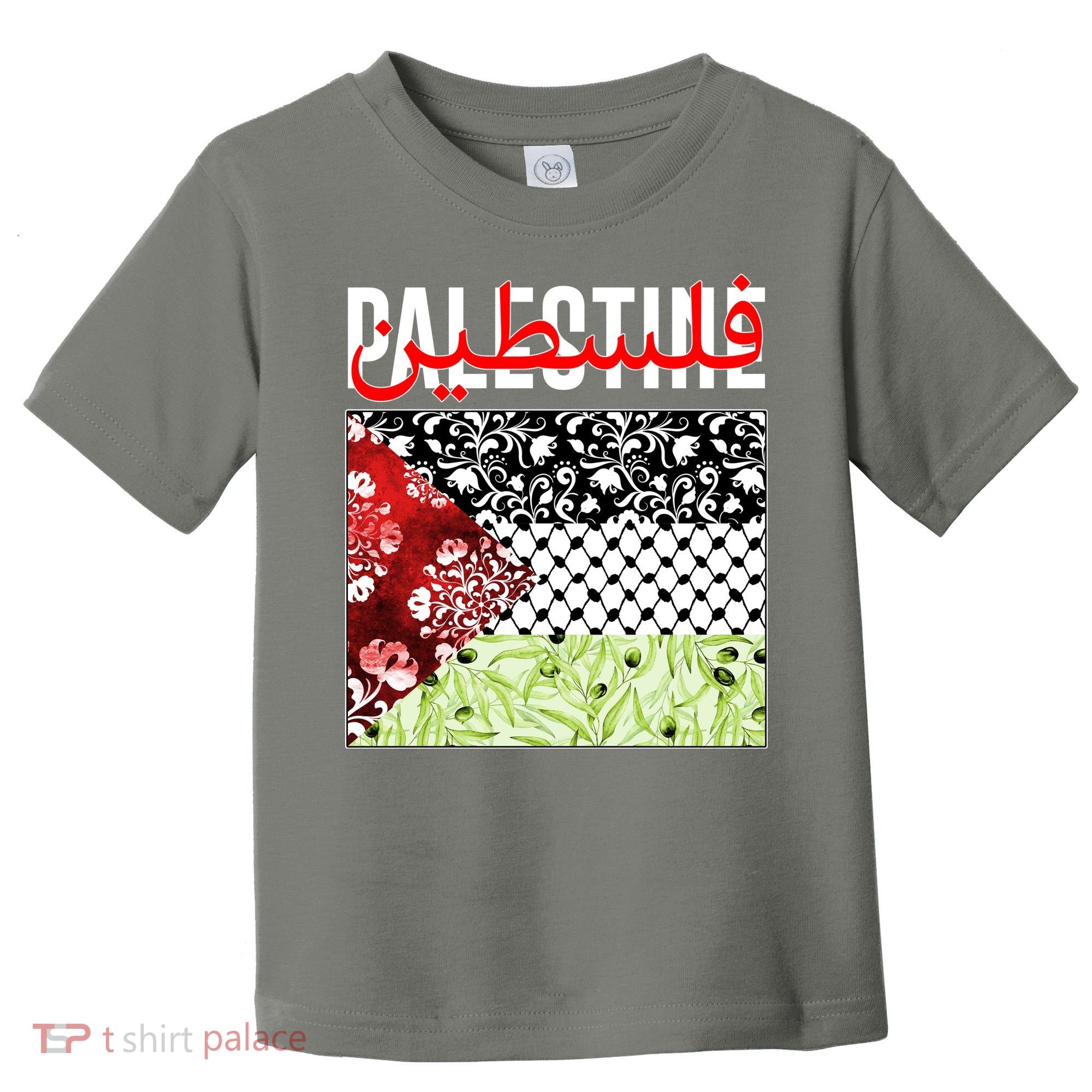 Support Palestine Flag Traditional Keffiyeh Floral Patterns Toddler T-Shirt