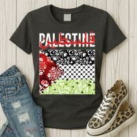 Support Palestine Flag Traditional Keffiyeh Floral Patterns Women's T-Shirt thumb 3