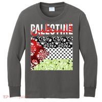 Support Palestine Flag Traditional Keffiyeh Floral Patterns Kids Long Sleeve Shirt thumb 0